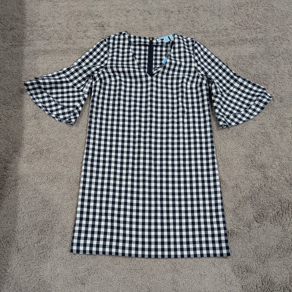 Draper James navy‎ gingham bell sleeve dress size 2 NWT